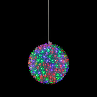 8"H Indoor/Outdoor Flashing Sphere Hanging Ornament with Multi-Colored LED Light