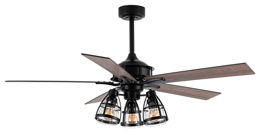 52 in Industrial Matte Black Ceiling fan With 5 Blades, Remote Control