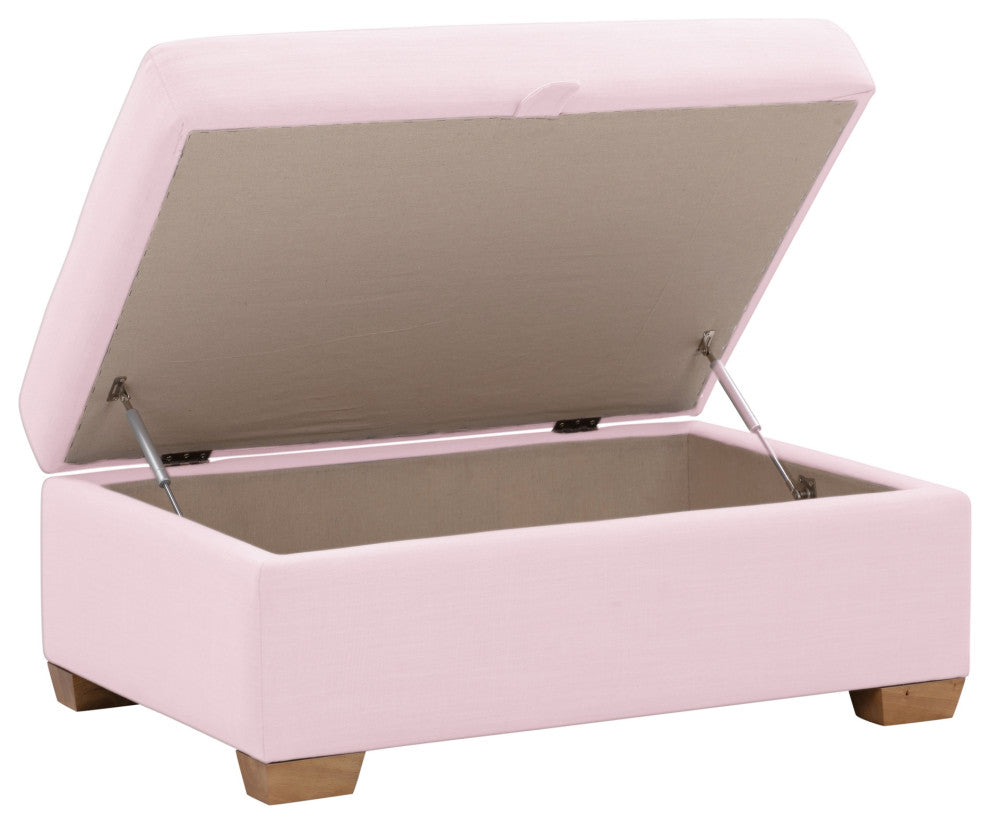 Rustic Manor Yaseen Ottoman Upholstered, Linen, Pink