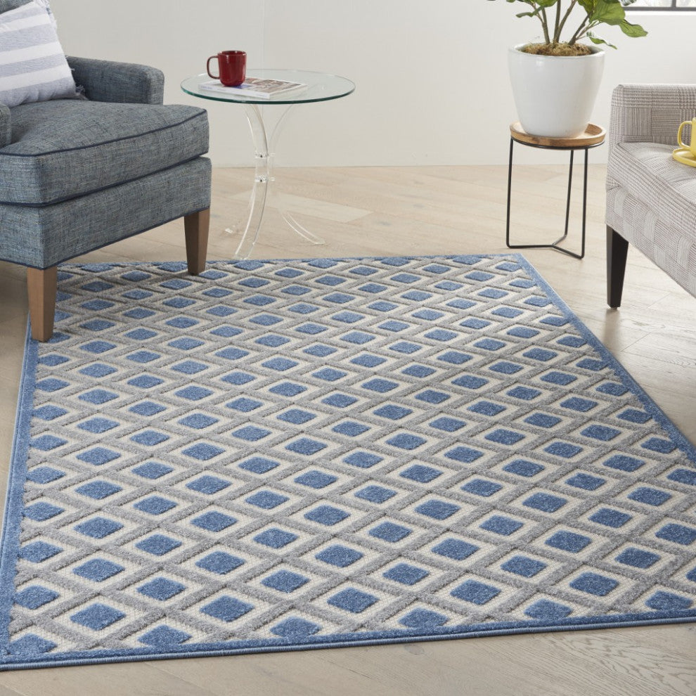 6 x 9 Blue and Gray Indoor Outdoor Area Rug