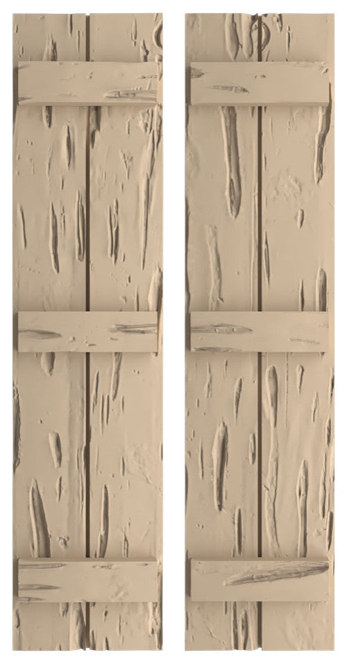 Rustic 2 Board Joined B-N-B Faux Wood Shutters, Pecky Cypress, 11x80"
