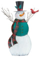 Metal Snowman With Cardinal Bird 26.25"H