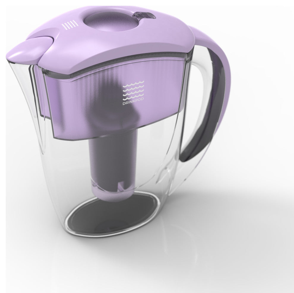 Drinkpod Alkaline Water Filter Pitcher With 8-Stage Cartridge, Lavender
