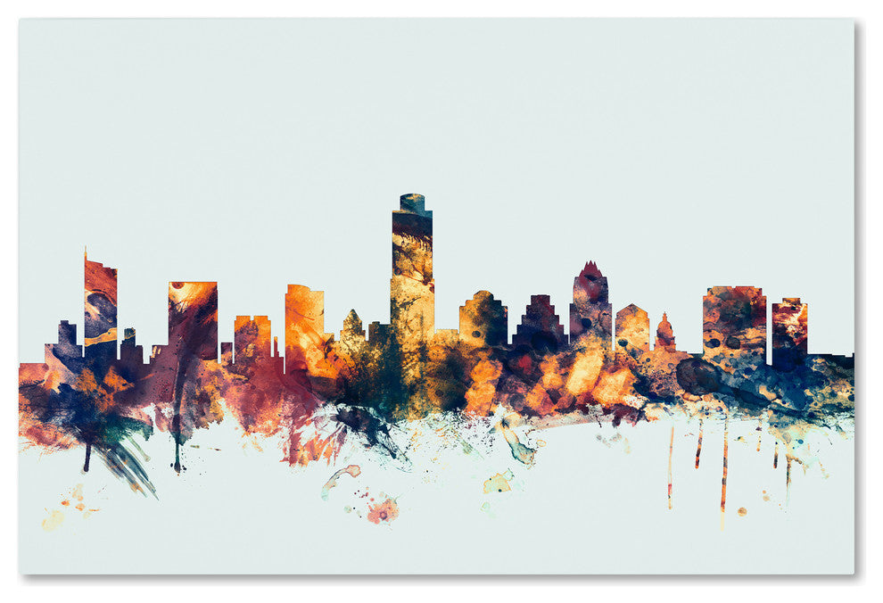 Michael Tompsett ''Austin Texas Skyline Blue'' Canvas Art, 12x19