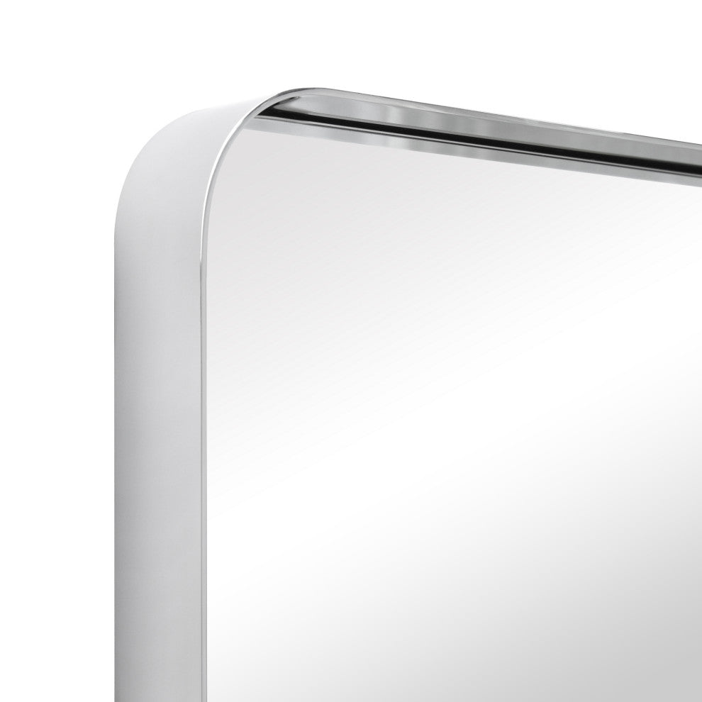 Ultra Stainless Steel Rectangular Wall Mirror, Silver, 18"x48", Polished