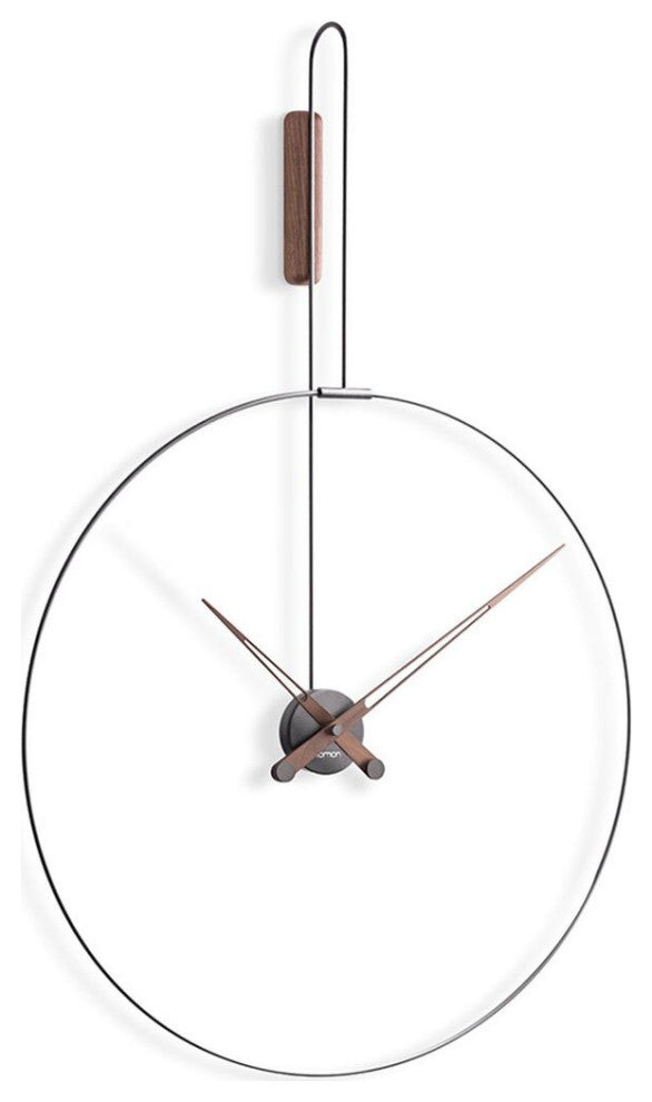 Nomon Daro T Clock | Graphite Finished Box and Ring, Hands In Walnut Wood