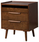 Mid-Century Modern 3-Drawer Nightstand With Charging Station, Walnut