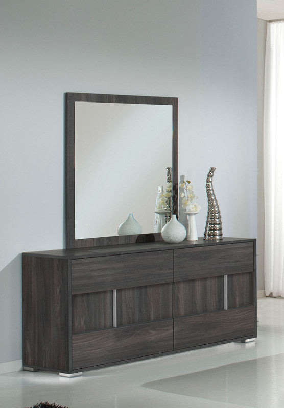 HomeRoots 41" Grey MDF Veneer and Glass Mirror