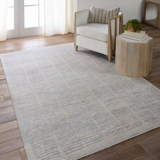 Dounia Striped Light Gray/ Blue Area Rug 9'X12'