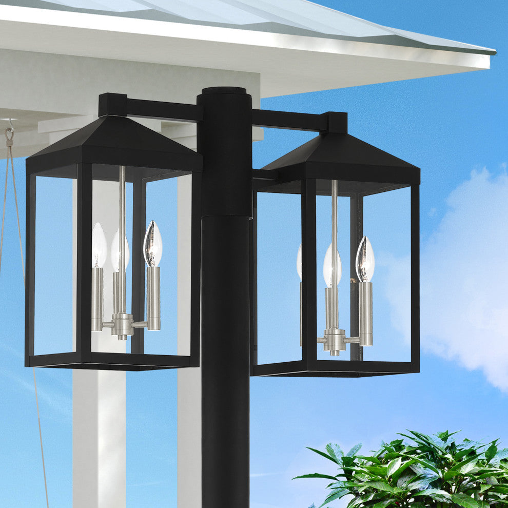 Livex Nyack 5 Light Black/Brushed Nickel Cluster XL Outdoor Wall Lantern