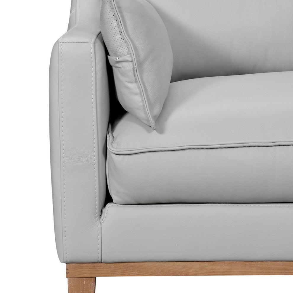 Pompeii 87" Dark Brown Leather Sofa, Dove Gray