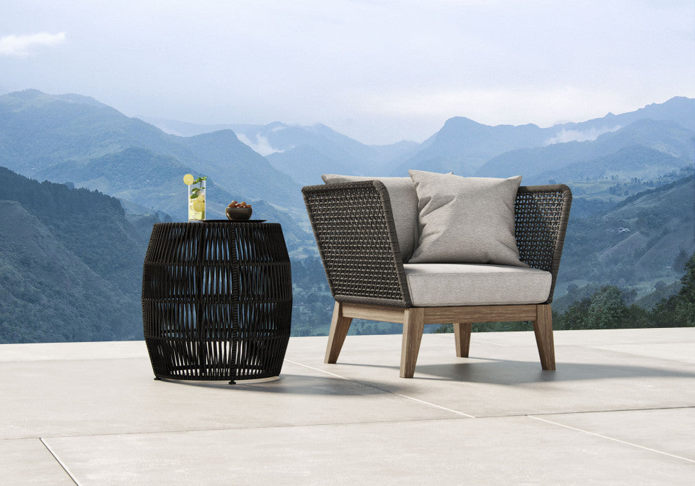 Netta Lounge Chair, Dark Gray Cord and Weathered Eucalyptus