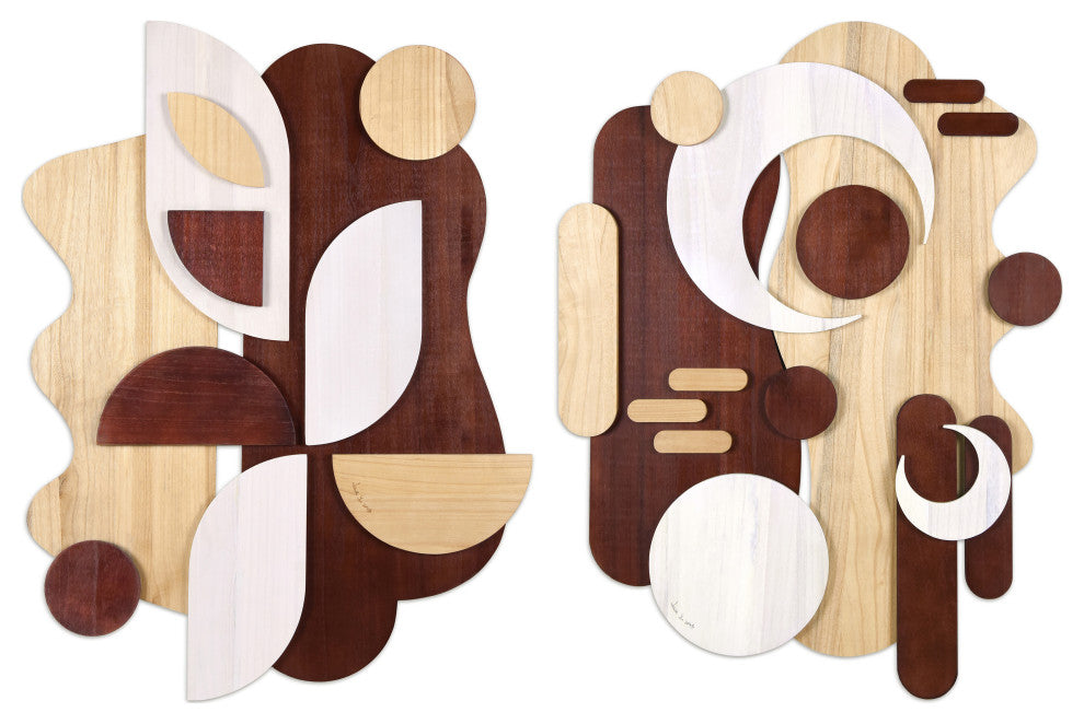 Sands Serenade I and II Hand Made Solid Wood Abstracts