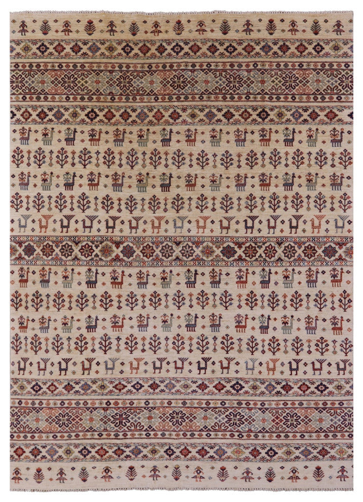 8' 0" X 11' 2" Handmade Persian Gabbeh Tribal Wool Rug Q10964