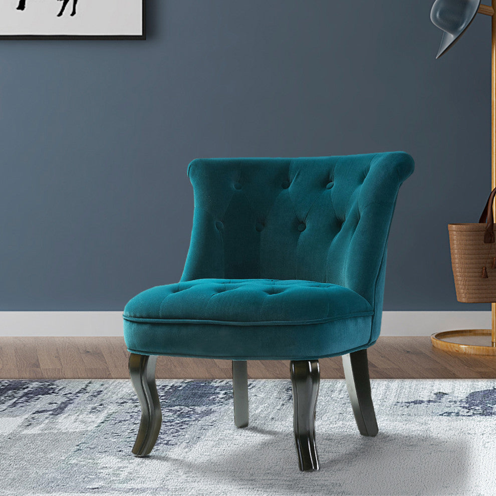 Jane Uphlostered Ottoman Accent Chair, Teal