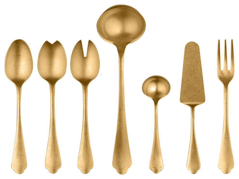 Dolce Vita Serving Set, Pewter Gold, 7 Pcs.