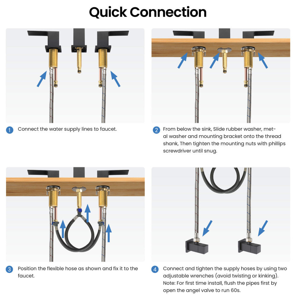 Cube 8" Widespread Bathroom Sink Faucet With Drain Assembly, Matte Black