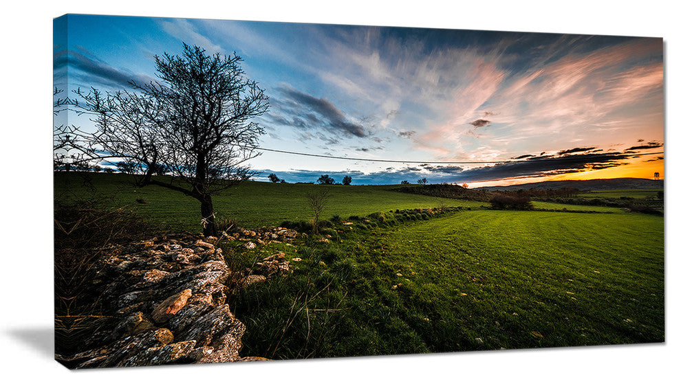 Beautiful Green Meadow in Sardinia, Landscape Canvas Art Print, 32"x16"