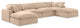 Comfy Upholstered U-Shaped Modular Sectional, Beige, 6-Piece: 2 Armless Chair, 2 Corner Chair, 2 Ottoman, Velvet
