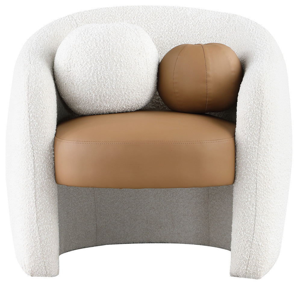 Acadia Black Boucle Fabric Accent Chair, Cognac
