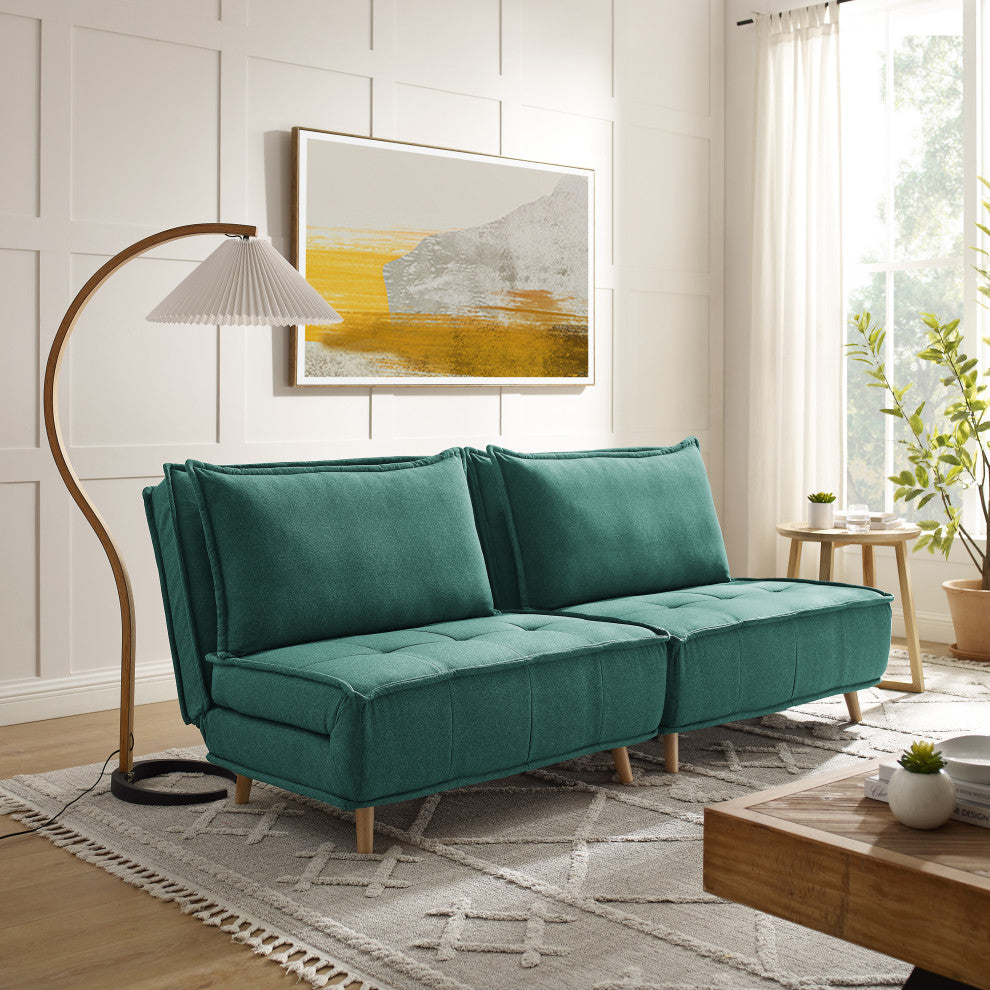Modern Fabric Upholstered Convertible Sofa Bed Folding Sleeper Chair, Green