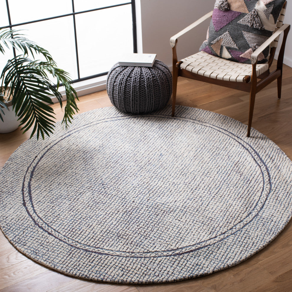 Safavieh Couture Abstract Collection, ABT341 Rug, Ivory/Navy, 6' Round