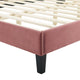 Tufted Platform Bed Frame, Full Size, Velvet, Pink, Modern Contemporary, Bedroom