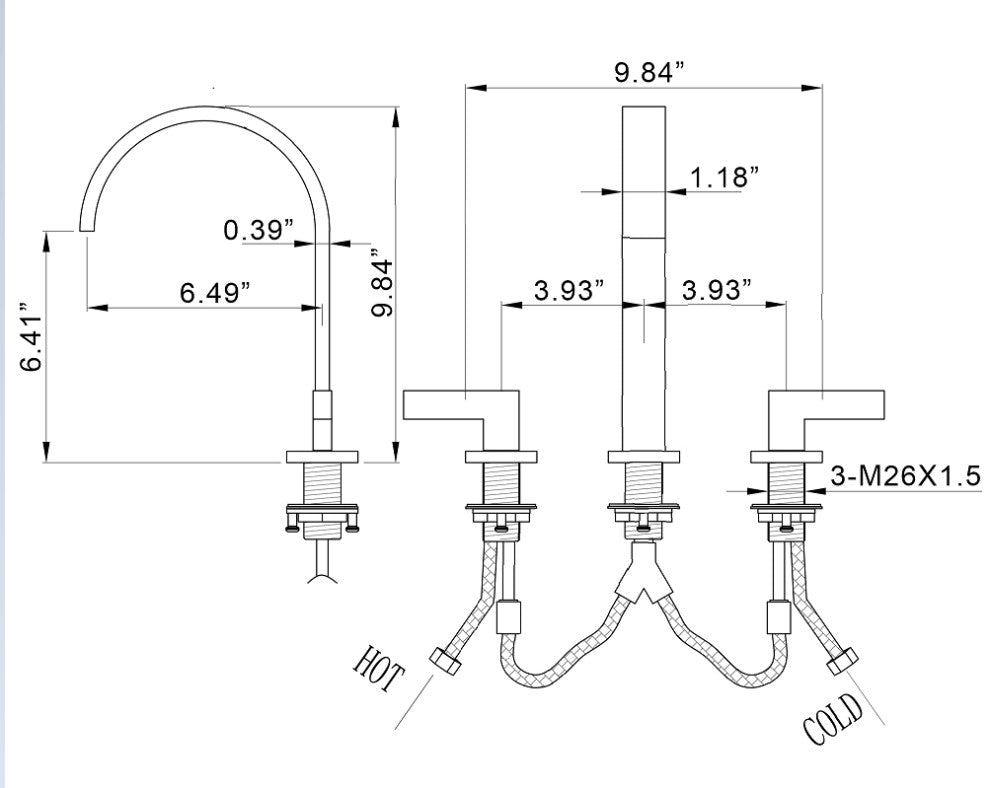 Two-Handle Widespread High Arc Bathroom Faucet