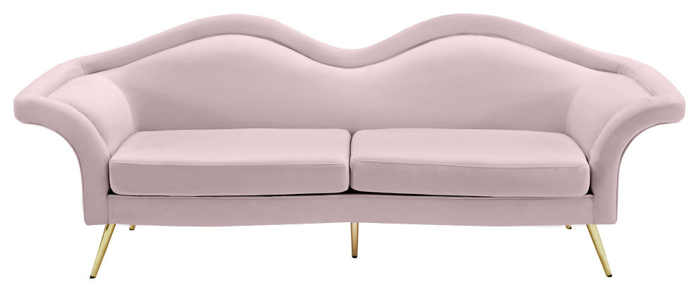 Lips Velvet Upholstered Sofa, Pink