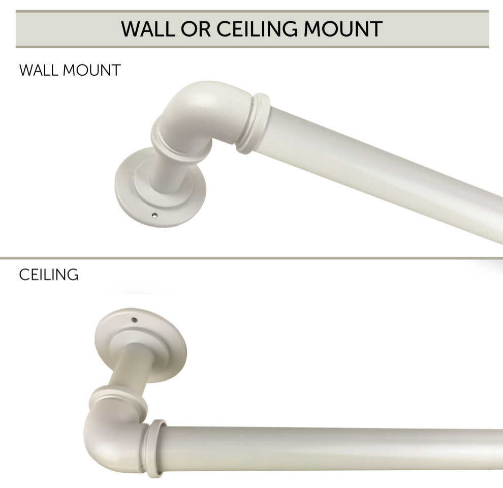 1" Pipe Blackout Curtain Rod, White, 120-170"