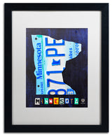 "Minnesota License Plate Map" Matted Framed Canvas Art by Design Turnpike