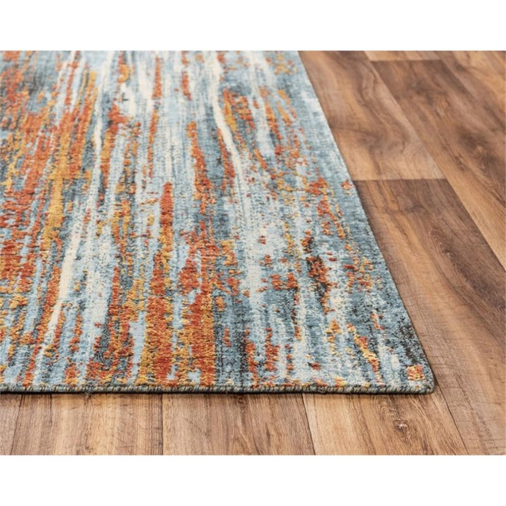Alora Decor Alure 10' x 13' Abstract Blue/Blue/Apricot Hybrid Area Rug