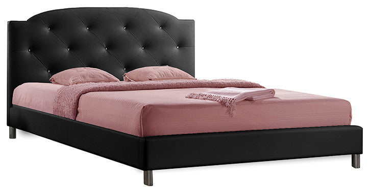 Canterbury Black Leather Contemporary Queen-Size Bed