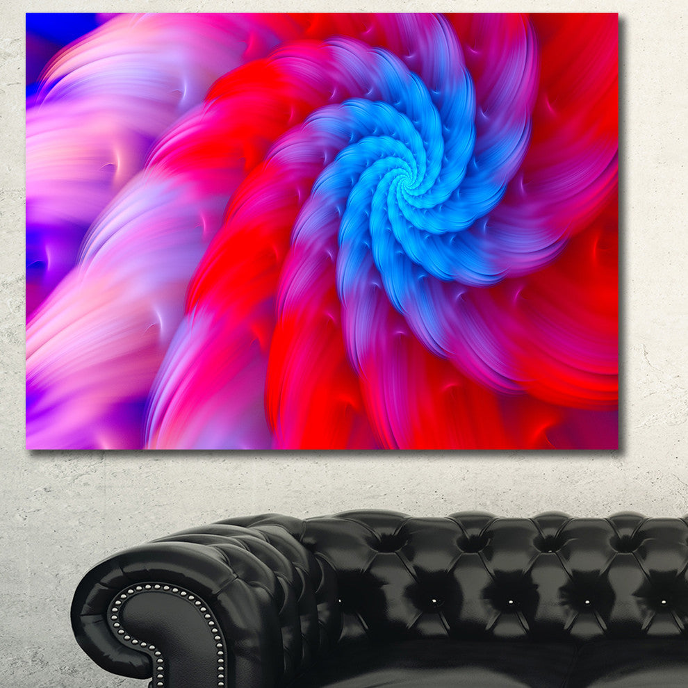 Rotating Red Pink Fractal Flower, Large Floral Canvas Art Print, 60x40