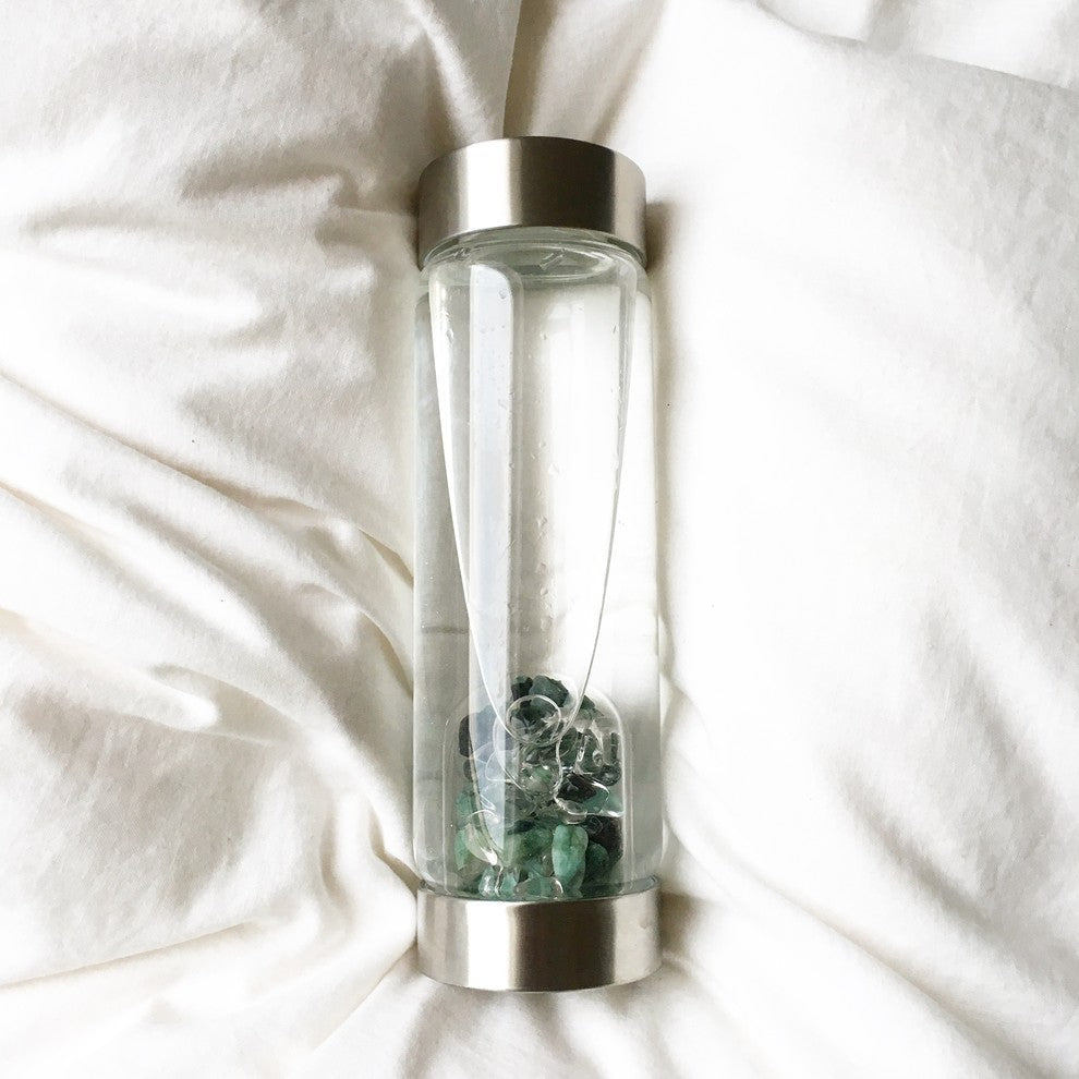 Water Bottle, VitaJuwel ViA Gemwater Bottle, Purple Loop Caps, Inner Purity