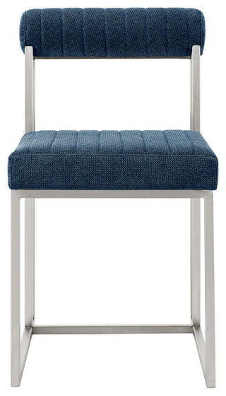 Kai Anastasia Glass Dining Table 5-Piece Set, Blue Fabric Chairs