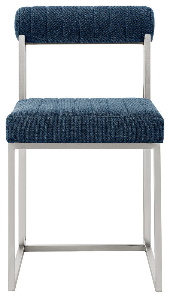 Kai Anastasia Glass Dining Table 5-Piece Set, Blue Fabric Chairs