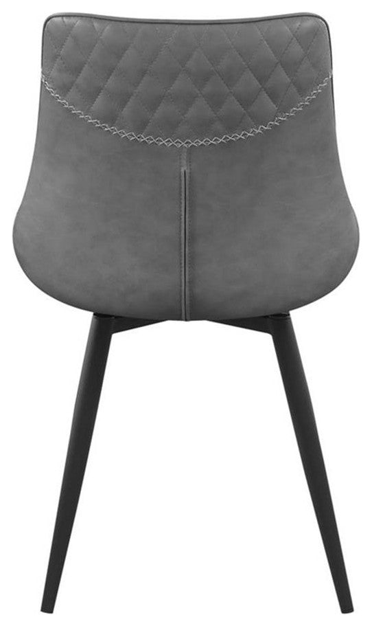 Pemberly Row Faux Leather Upholstered Side Chair in Gray Finish