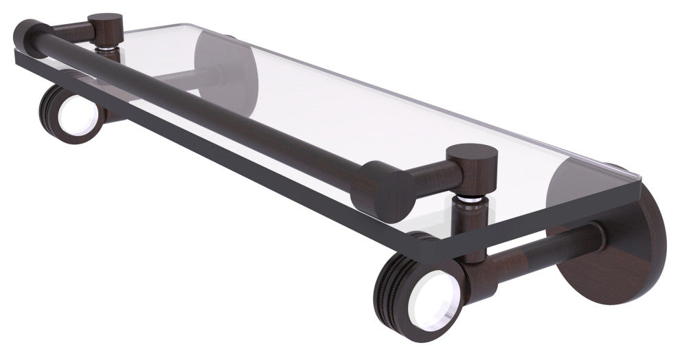 Clearview 16" Gallery Rail Glass Shelf with Dotted Accents, Venetian Bronze