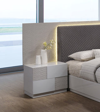 Naple, Gray Silver Line 2-Drawer Nightstand