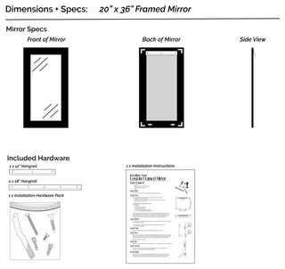 Maricopa Framed Wall Mirror, Ivory, 20"x36"