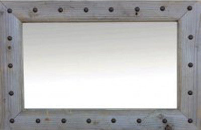 Rustic Mirrors Bunkhouse Barn Wood Mirror With Tacks, 28x34