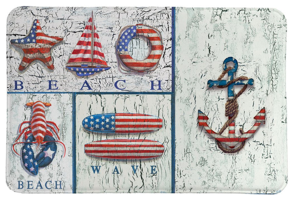 Laural Home Patriotic Coastal Mix Memory Foam Rug