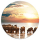 Herd Of Zebras In Clear Lake, African Art Disc Metal Artwork, 23"