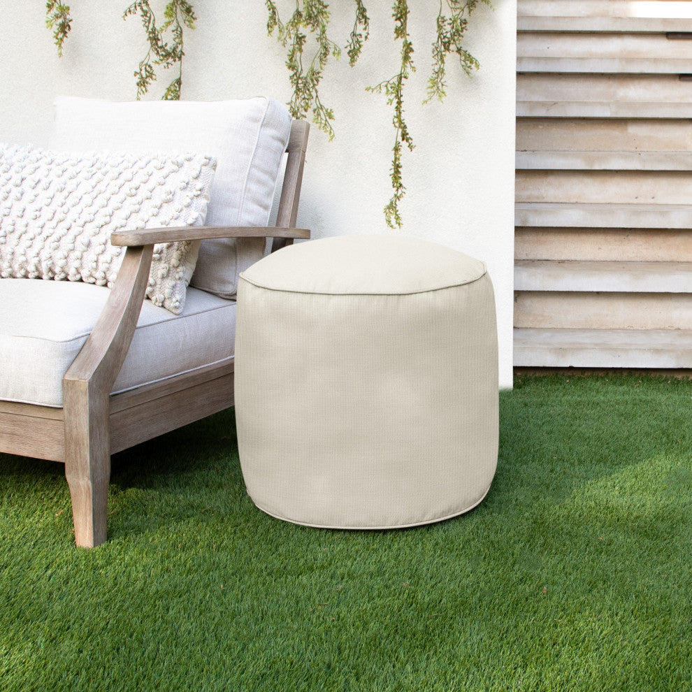 Mozaic Home Canvas Indoor/Outdoor Round Bean Pouf, Canvas Cloud, 20"x20"x18"