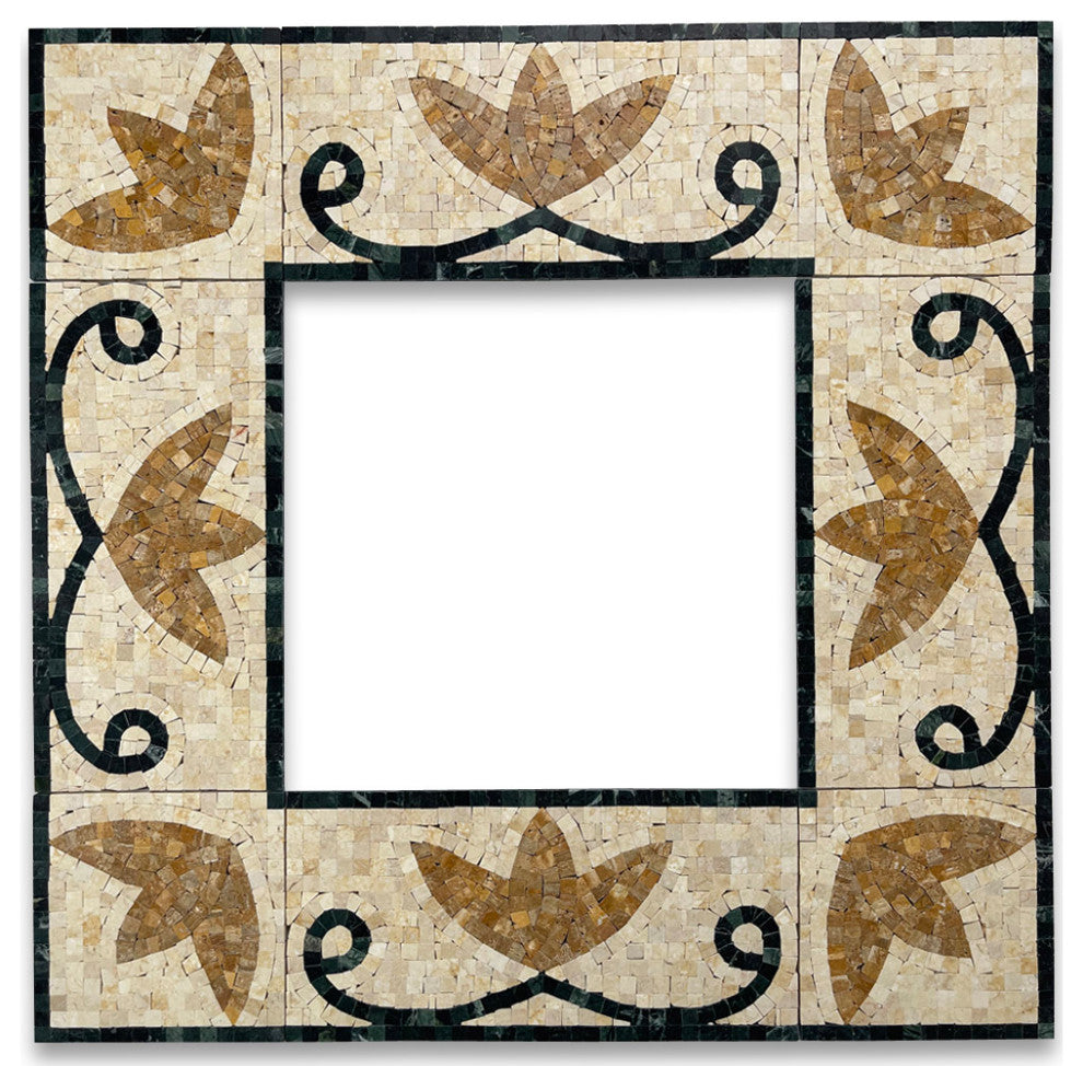 Marble Mosaic Border Insert Listello Tile Lotus Beige 5.9x12 Polished, 1 piece