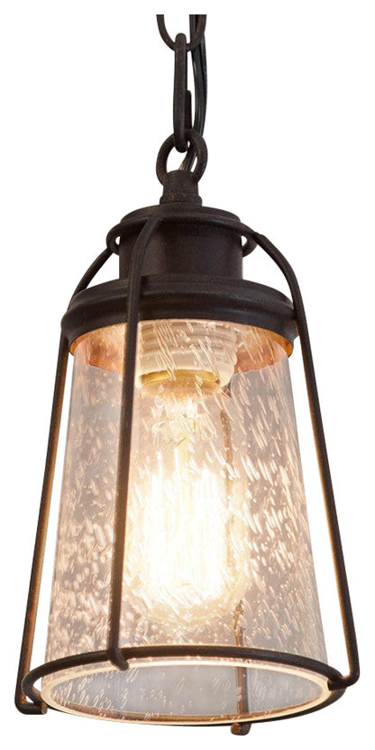 Mini Rust Pendant Light Farmhoue Glass Black Pendant Lamp