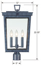Belmont 3 Light Graphite Outdoor Lantern Post