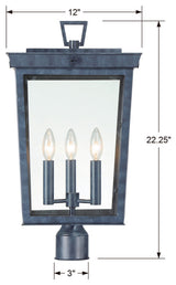Belmont 3 Light Graphite Outdoor Lantern Post
