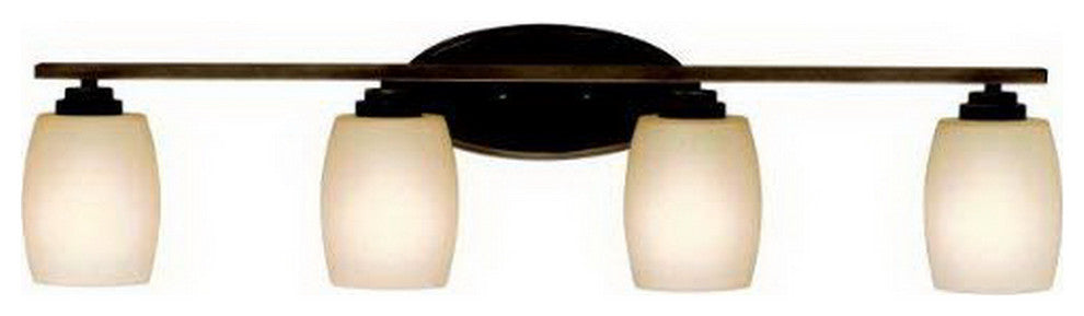 Olde Bronze And Etched Glass 4 Light Bath Wall Fixture